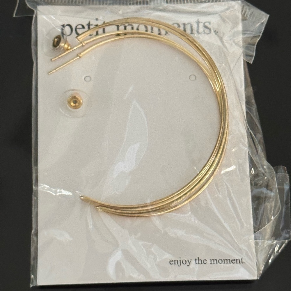 NWT Petite Moments Large Gold Double Hoop Earrings | Modern Statement Jewelry